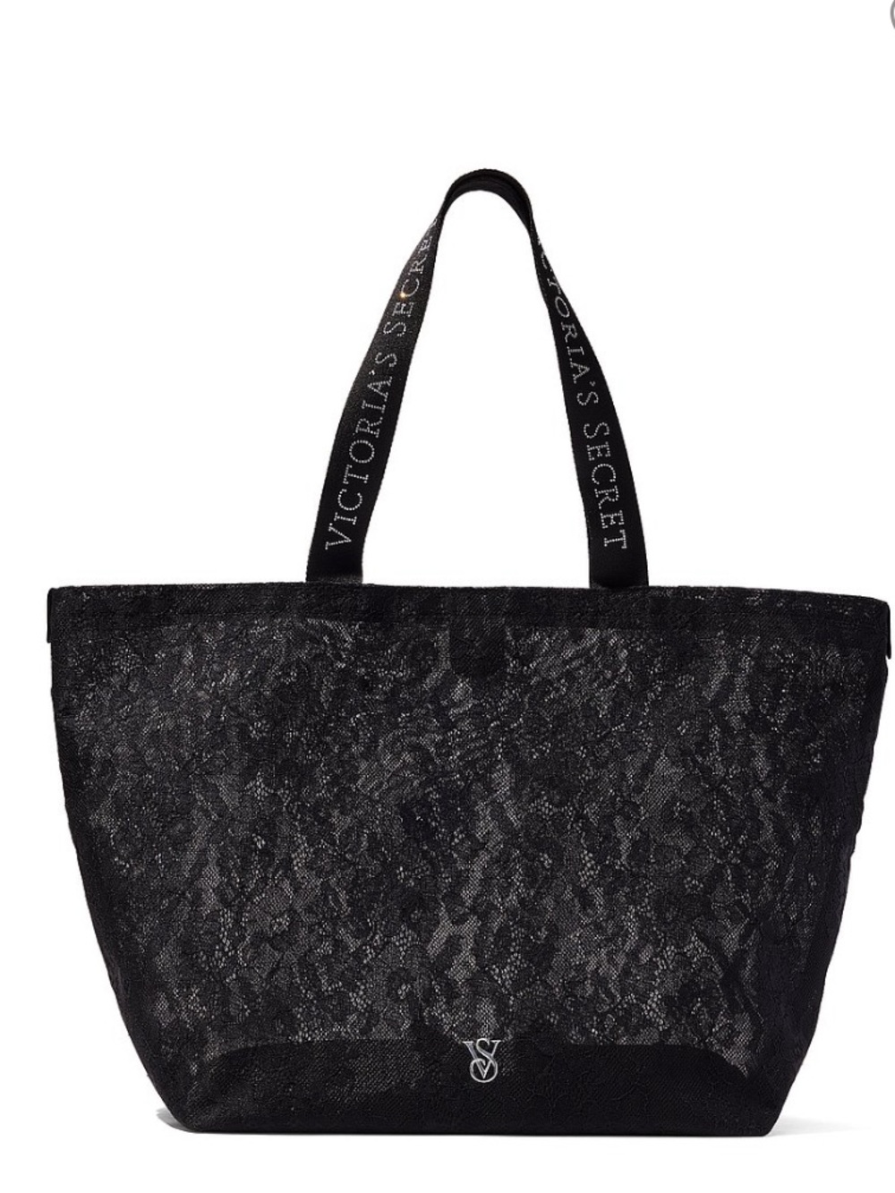 Victoria's Secret Black Lace Tote Bag New